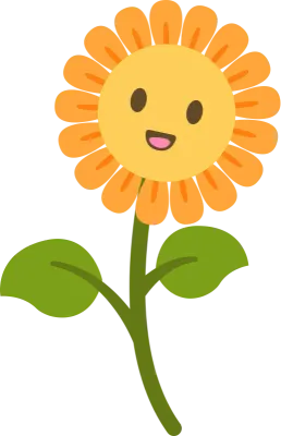 Cute Smiling Sunflower Flat Vector Illustration