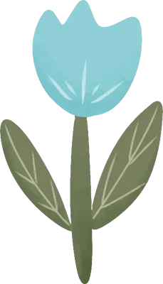 Blue Tulip Cute Flat Illustration
