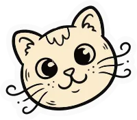 International Cat Day Icon Sticker Containing Cat face with whiskers