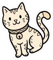 International Cat Day Icon Sticker Containing Cat with collar