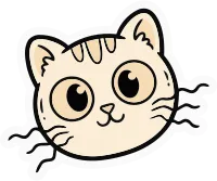International Cat Day Icon Sticker Containing Cat face with whiskers