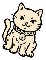 International Cat Day Icon Sticker Containing Cat with collar