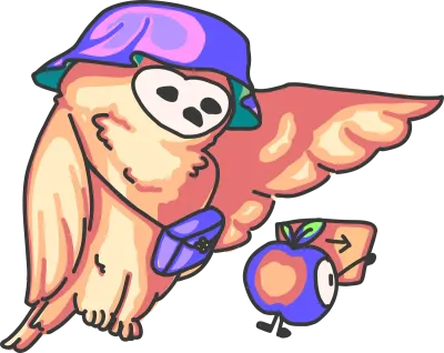 Cute Cartoon Owl Wearing Hat and Bag Illustration