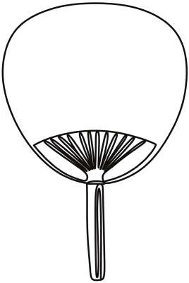 Continuous Line Art Drawing of Traditional Japanese Paper Fan Uchiwa.