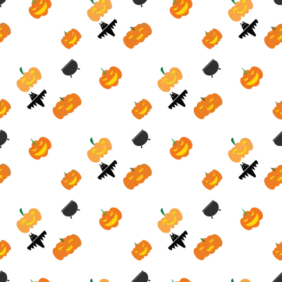 Seamless Halloween Pattern Vector, Kawaii Pumpkin and Bat Background, Transparent Spooky Festival Te
