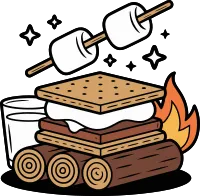 Cute S'mores Campfire Marshmallow Illustration