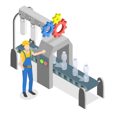 3D Isometric Flat  Illustration of Producing of Soft Drinks. Item 1