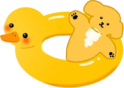 오리 튜브와 강아지