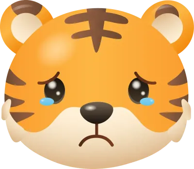 Sad Crying Tiger Emoji - Cute Cartoon Face