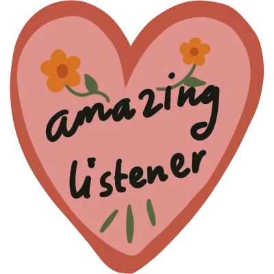 Hand Drawn Amazing Listener Appreciation Heart Badge for Employee Recognition and Friendship