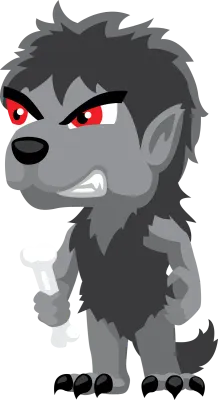 Werewolf Standing Angry Cute Cartoon