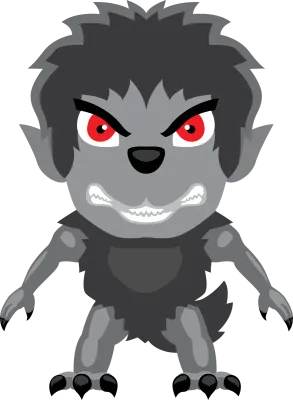 Werewolf Standing Front Cute Cartoon