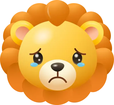 Sad Crying Lion Emoji Cute Cartoon Face