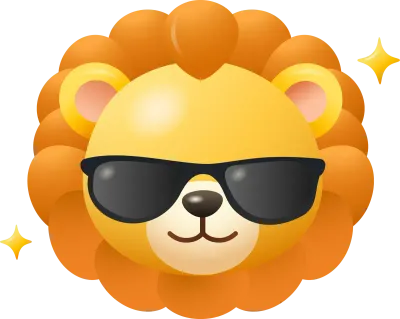 Cool Lion Emoji with Sunglasses Cartoon Sticker
