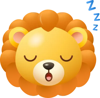 Sleeping Lion Emoji Cute Cartoon Face