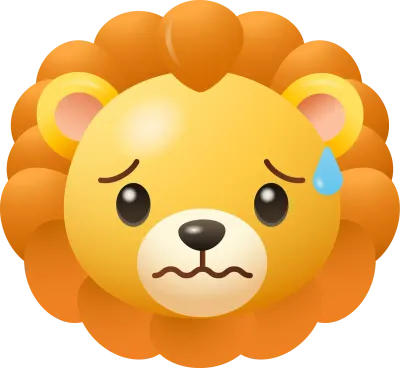 Lion Nervous Emoji Cute Cartoon Animal Face