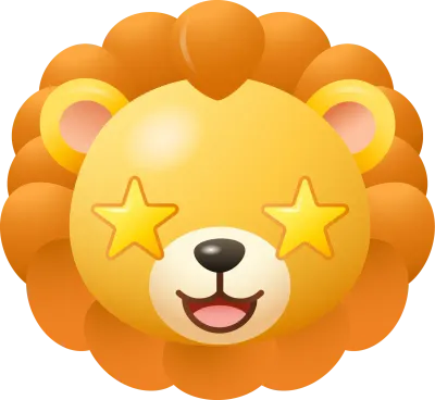 Star Eyes Lion Emoji Cute Cartoon Sticker