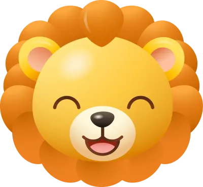 Lion Happy Face Emoji Cute Cartoon Animal Icon
