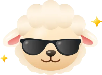 Cool Sheep Emoji with Sunglasses - Cartoon Sticker