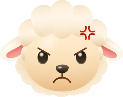 Angry Sheep Emoji - Cute Cartoon Animal Sticker