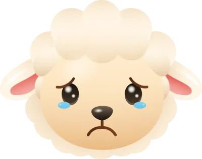 Sad Crying Sheep Emoji - Cute Cartoon Face