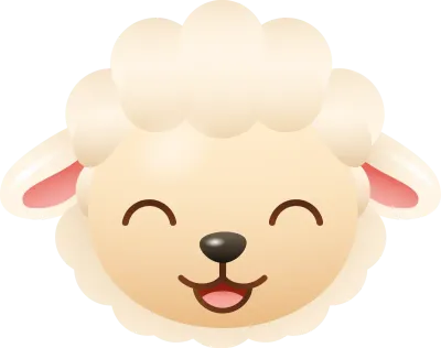 Sheep Happy Face Emoji - Cute Cartoon Animal Icon