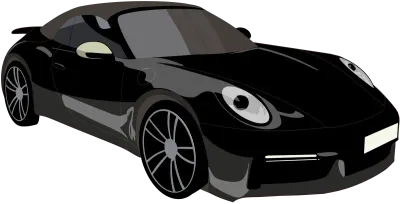 Black Luxury Sports Car Cute Cartoon Illustration