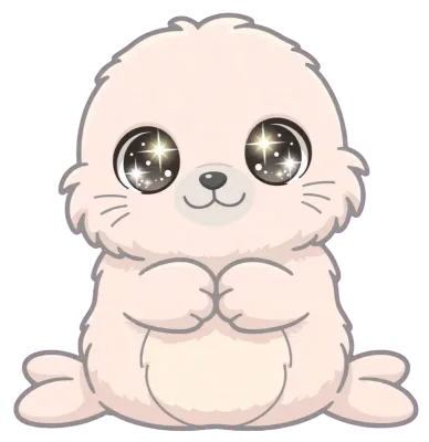 Cute Baby Seal Sitting Kawaii Chibi Seal Transparent Background PNG