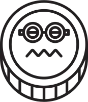Nerdy Anxious Coin Character with Glasses