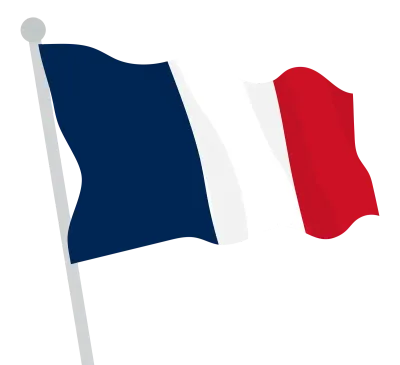 Colored France Waving Flag Illustration