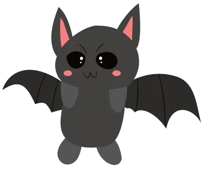 Cute Standing Halloween Bat Character Vector Illustration, Kawaii Big Eyes Black Bat Mascot Clipart