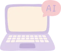 Laptop with ai text bubble