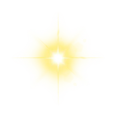 Glowing Yellow Star Light Flare Effect on transparent Background