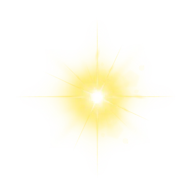 Glowing Yellow Star Light Flare Effect on transparent Background