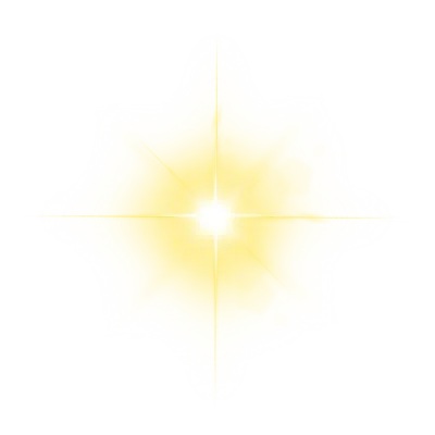 Glowing Yellow Star Light Flare Effect on transparent Background