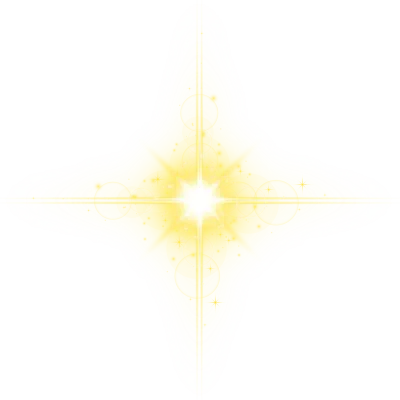 Glowing Yellow Star Light Flare Effect on transparent Background