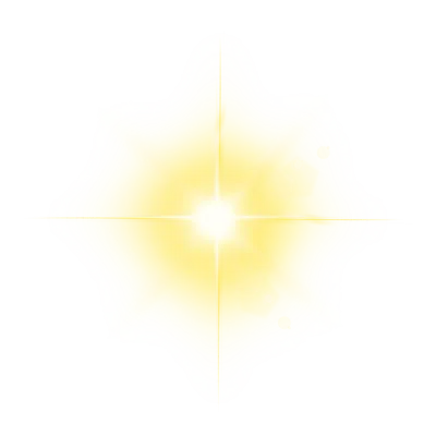 Glowing Yellow Star Light Flare Effect on transparent Background