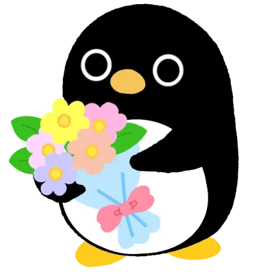 꽃다발을 든 펭귄