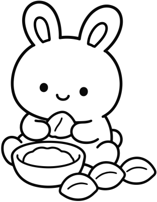 귀여운 토끼와 떡