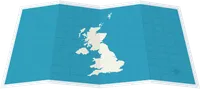 United Kingdom Folded Paper Map with Country Silhouette for Travel Navigation and Geographic Locatio