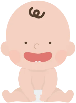 웃는 아기 기저귀 유아 성장 발달 치아 일러스트