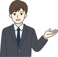 丁寧に案内ポーズをとる男性のイラスト