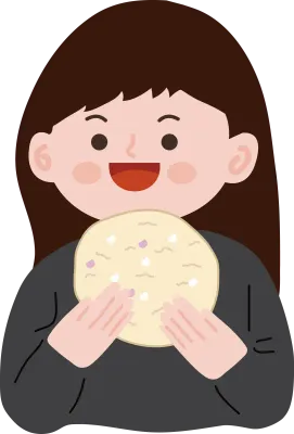 뻥튀기 먹는 성인 남녀 간식 먹방 일러스트