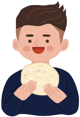 뻥튀기 먹는 성인 남녀 간식 먹방 일러스트