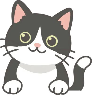턱을 괴고 있는 턱시도 고양이 에셋