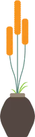 Orange Cattail Plant in Round Vase Flat Vector