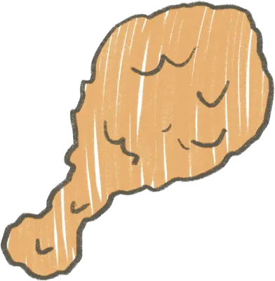 Cute Hand Drawn Fried Chicken Drumstick Fast Food Crispy Snack Element