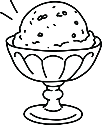 Cute Ice Cream Scoop in Dessert Glass Outline Clipart