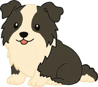 앉아 있는 검정 흰색 보더콜리 강아지 SVG
