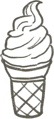 Cute Hand Drawn Ice Cream Cone Sweet Dessert Snack Line Art Element